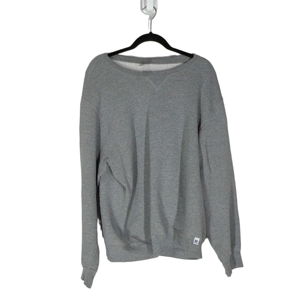 Russell Athletic Men's Gray Fleece Pullover Sweatshirt Size L Logo Solid